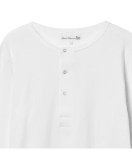 Merz B. Schwanen White 2M06 Vintage Machine Refined Classic Fit Long Sleeve Henley for men