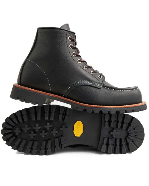Red Wing Black Roughneck Moc Toe Work Boots for men