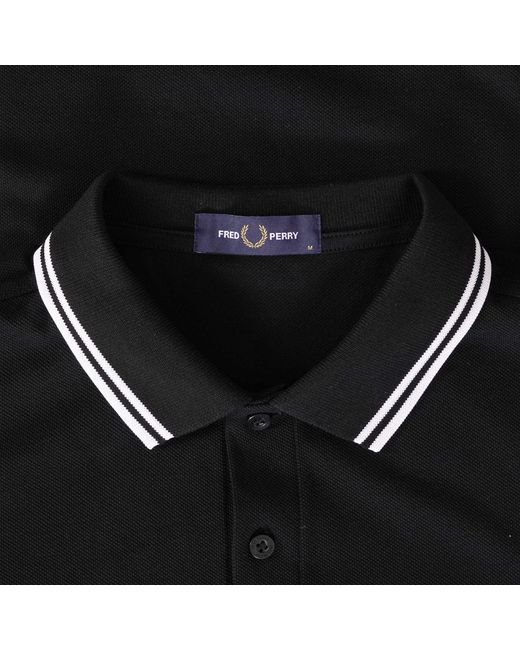 Fred Perry Black M3600 Twin Tipped Polo Shirt for men