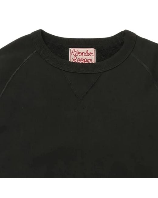 Wonder Looper Black Pullover Crewneck Super Looper French Terry for men