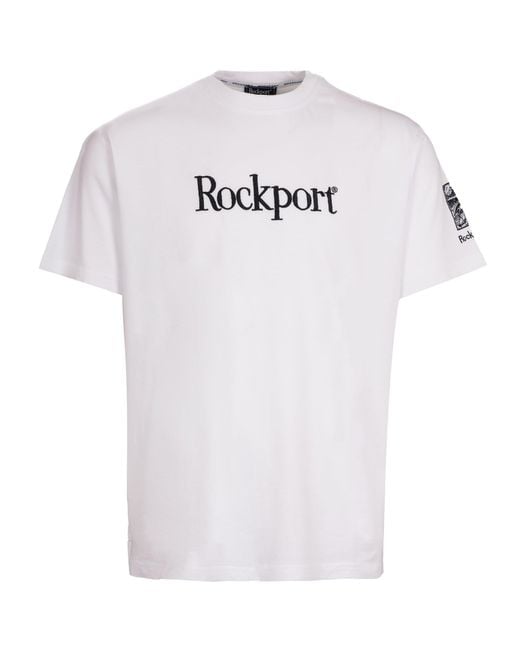 Rockport Archive White Highland Front Logo Washed Crew Neck T-Shirt for men