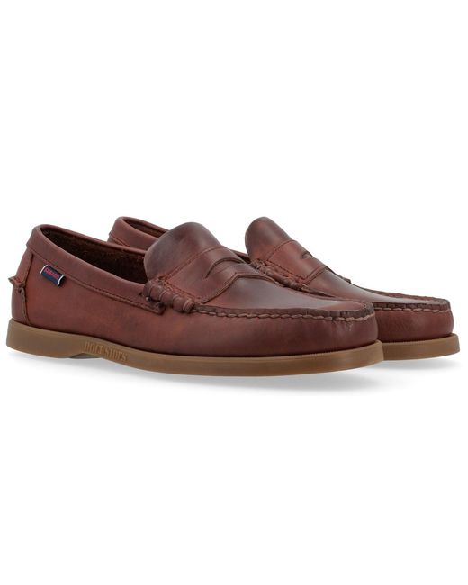 Sebago Brown Dolphin Waxed Leather Loafer for men
