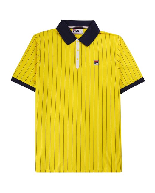 Fila Yellow Bb1 Classic Vintage Striped Polo Shirt for men