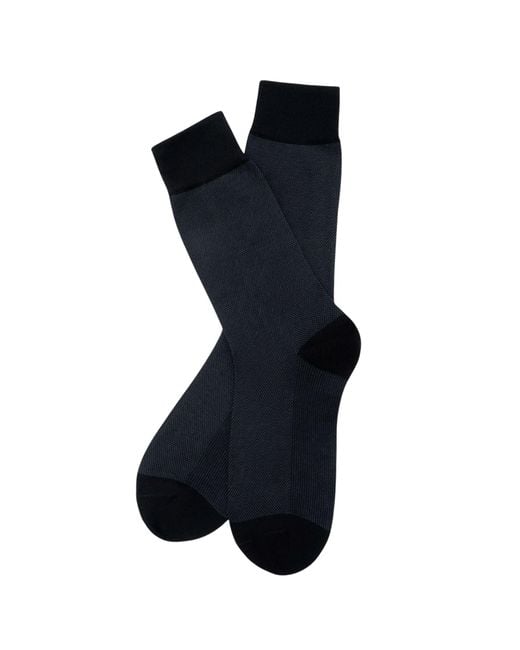 Stuarts London Black Brian Oak Birds Eye Patterned Socks for men
