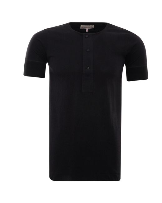 Merz B. Schwanen Black Button Facing T-shirt for men
