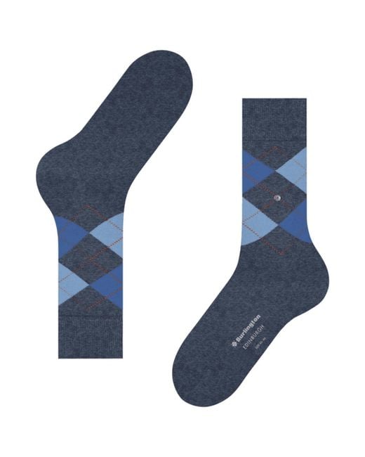 Burlington Blue Edinburgh Socks for men
