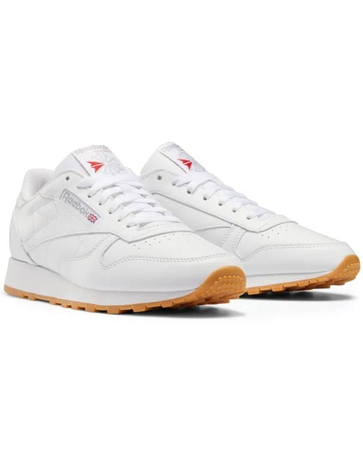 Reebok White Classic Leather Sneakers for men