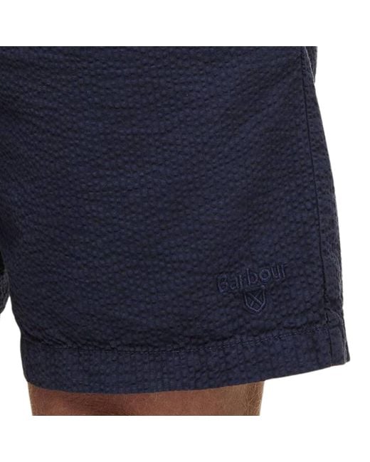 Barbour Blue Seersucker Relaxed Shorts for men
