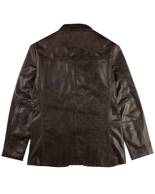 real hoxton Brown Leather Blazer Jacket for men