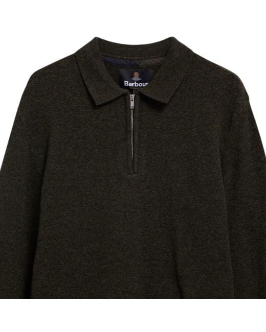 Barbour Black Bearsted Knitted Zip Polo Shirt for men