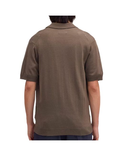 NN07 Brown Thor Wool Blend Button Through Polo Shirt for men