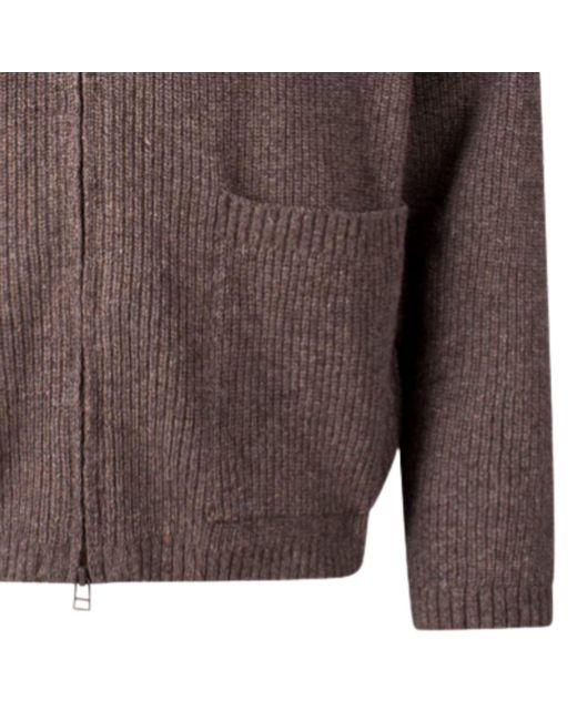 Universal Works Brown Zip Caridgan Eco Wool for men