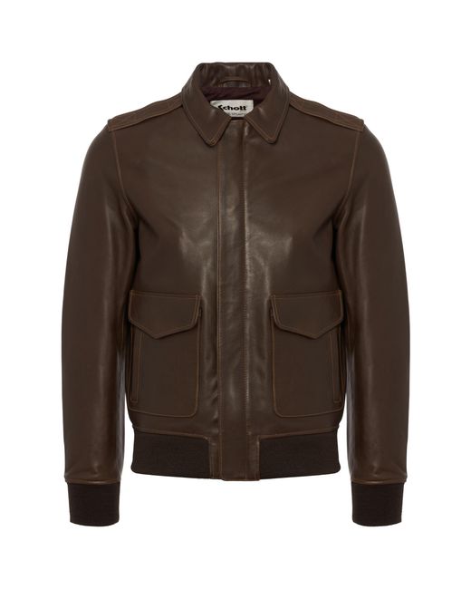 Schott Nyc Brown A-2 Leather Flight Jacket for men