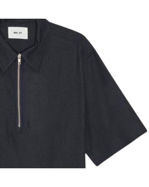 NN07 Black Bruno Linen Blend Polo for men