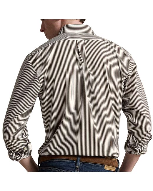 Polo Ralph Lauren Gray Custom Fit Striped Stretch Poplin Shirt for men