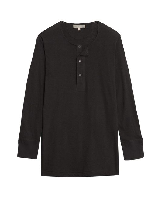 Merz B. Schwanen Black Button Facing Long Sleeve T-Shirt for men
