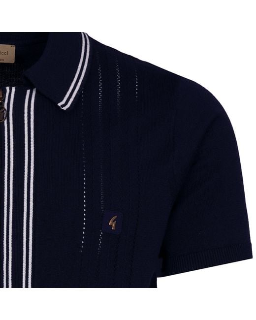 Gabicci Blue Geller Knit Polo for men