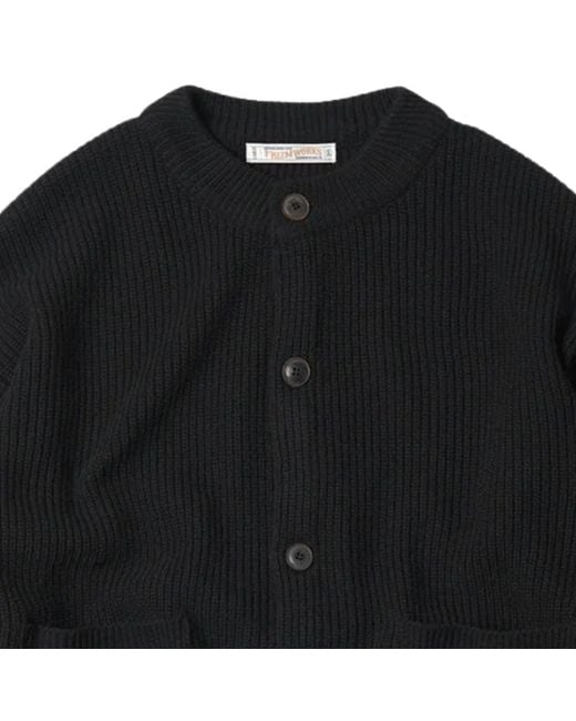 FRIZMWORKS Black Heavy Wool Round Cardigan for men