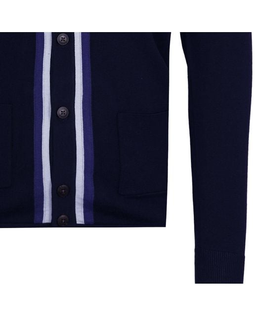 Gabicci Blue Remmy Long Sleeve Knit Polo for men