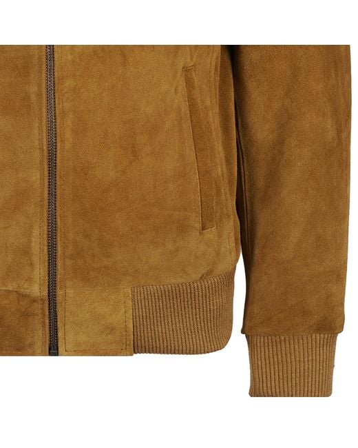 real hoxton Brown Suede Bomber Jacket for men
