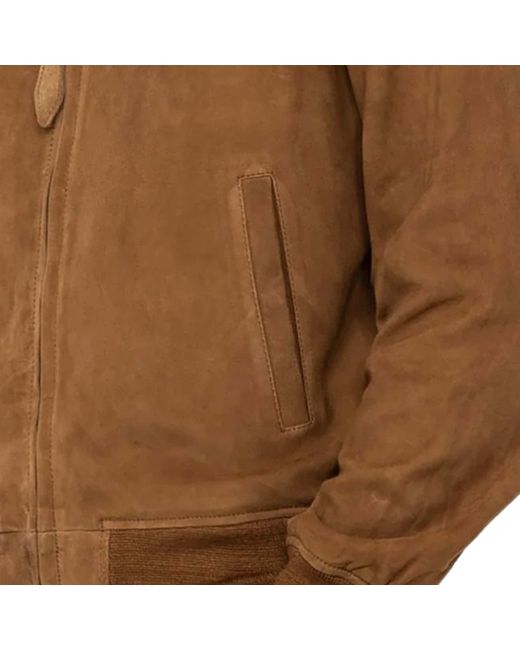 Schott Nyc Brown Suede Bomber Jacket for men