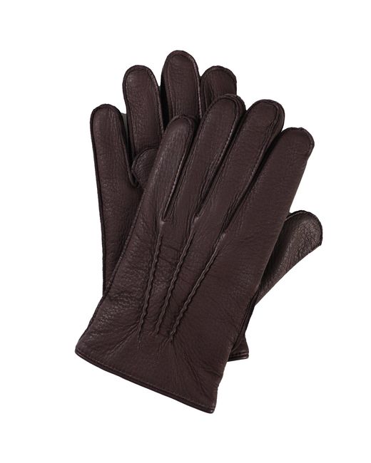 Dents Brown Cashmere-Lined Deerskin Leather Gloves for men