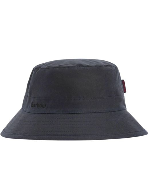 Barbour Blue Waxed Bucket Hat for men