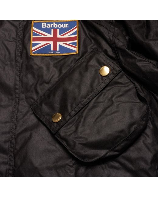 Barbour Black Union Jack Wax Jacket for men