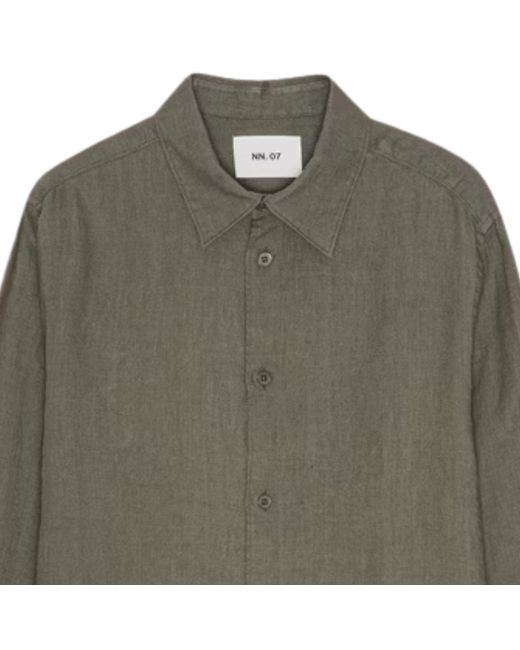 NN07 Green Enzo Classic Collar Linen Shirt for men