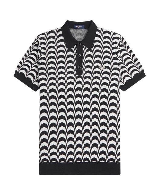 Fred Perry Black K7606 Jacquard Knitted Shirt for men