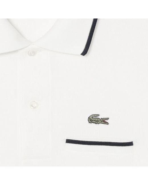 Lacoste White Classic Fit Pocket Accent Polo Shirt for men