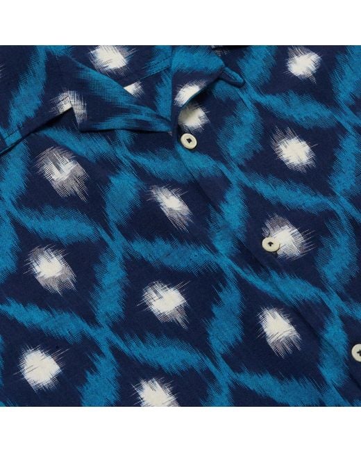 Universal Works Blue Diamond Ikat Deck Shirt for men