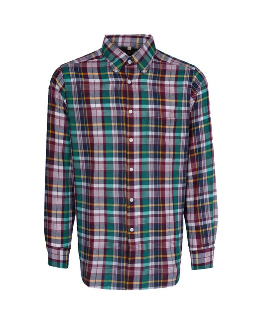 Stuarts London Blue Madras Classics Long Sleeved Shirt for men