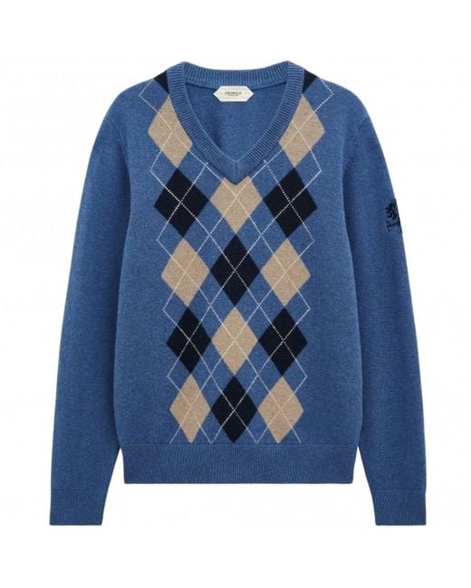 Pringle of Scotland Blue Argyle Jumper for men