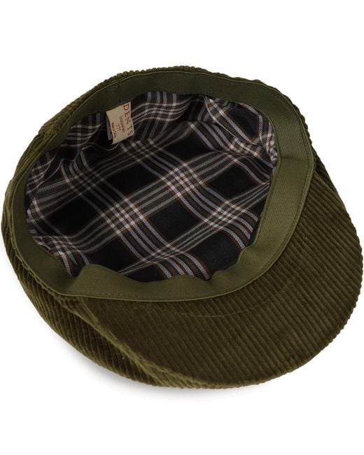 Dents Green Corduroy Flat Cap for men