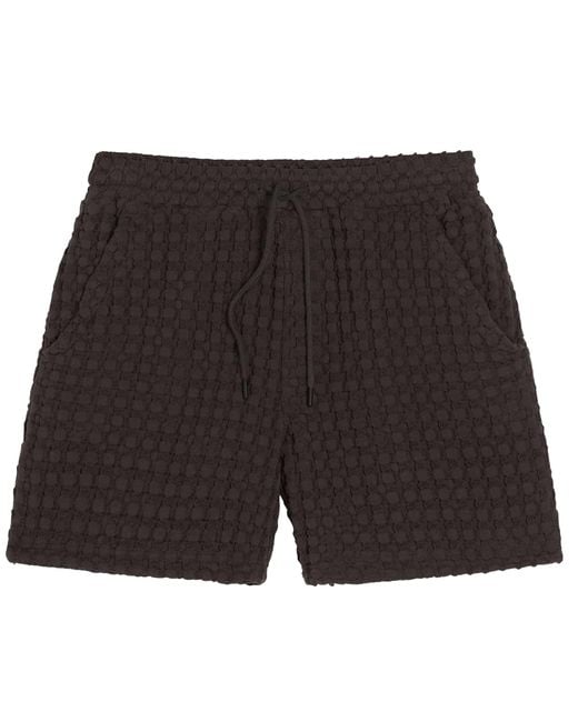 Oas Black Porto Waffle Shorts for men