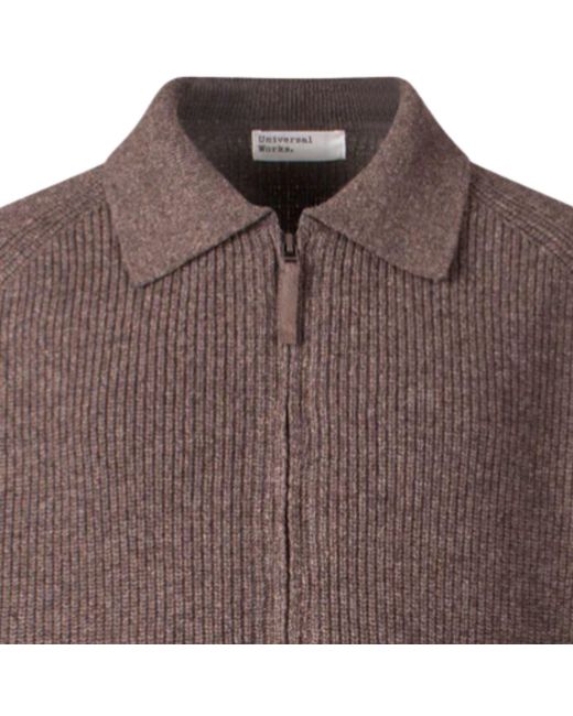 Universal Works Brown Zip Caridgan Eco Wool for men