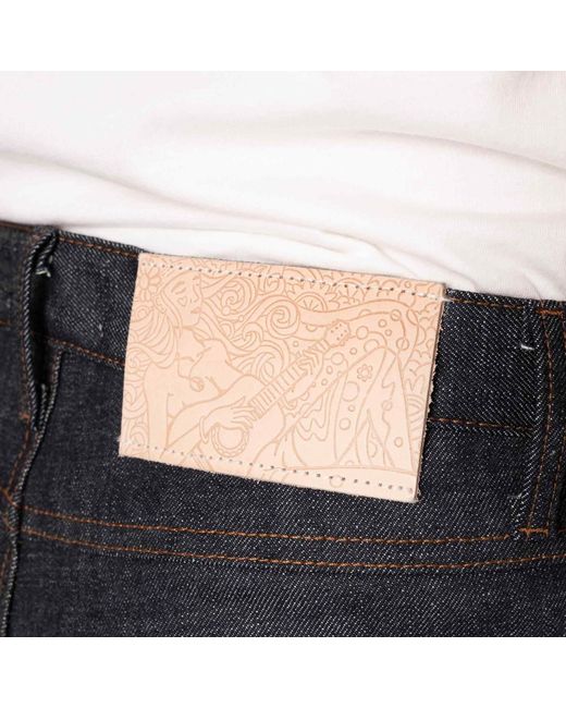 Naked & Famous Black Weird Guy Love & Peace Selvedge Jeans for men