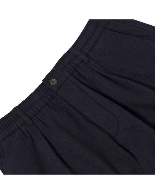 Universal Works Blue Pleated Track Pant Robin Wool Mix for men