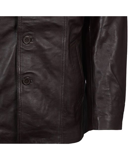 real hoxton Black Leather Reefer Jacket for men