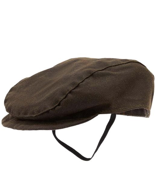 Barbour Brown Dog Wax Flat Cap for men