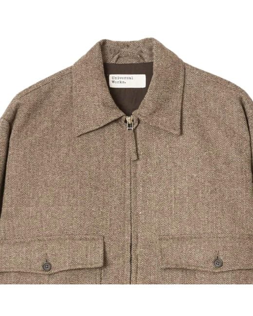 Universal Works Brown Wool Herringbone E130 Jacket for men