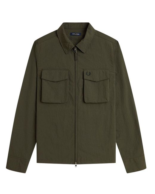 Fred Perry Green Ripstop Pocket Overshirt for men