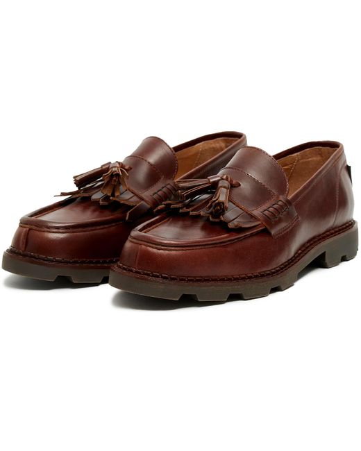 Pompeii3 Brown Modena Leather Tassel Loafers for men