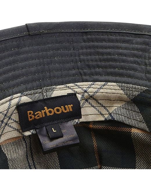 Barbour Black Waxed Bucket Hat for men