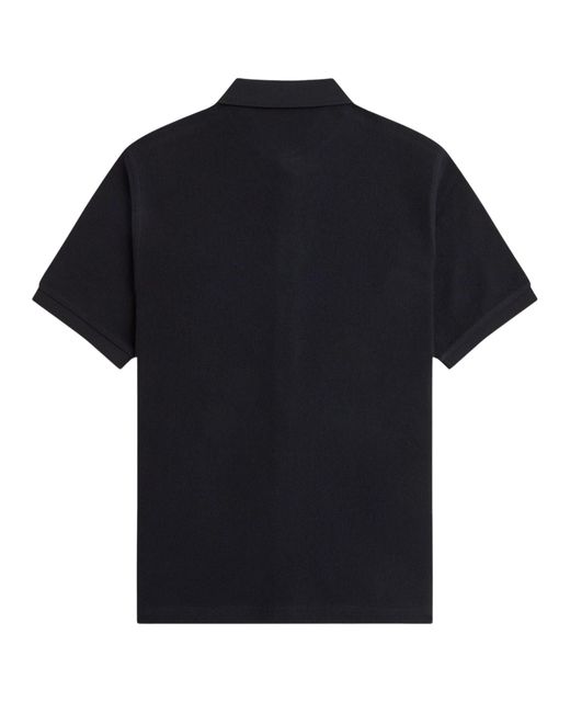 Fred Perry Blue Panelled Button Through Polo Shirt for men