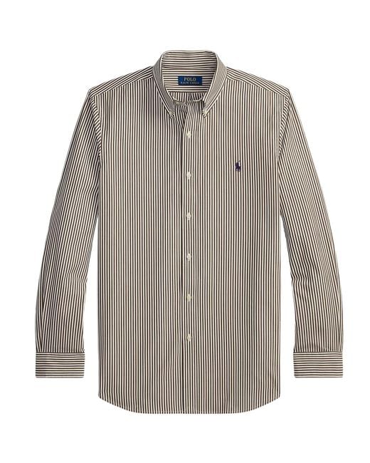 Polo Ralph Lauren Gray Custom Fit Striped Stretch Poplin Shirt for men