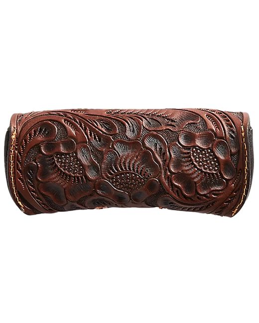 RRL Brown Hand-Tooled Leather Eyeglass Case for men