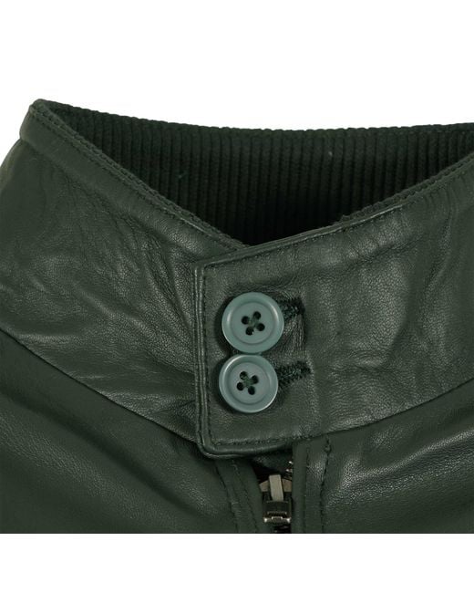 real hoxton Green Leather Harrington Jacket for men