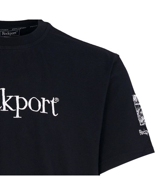 Rockport Archive Black Highland Front Logo Washed Crew Neck T-Shirt for men